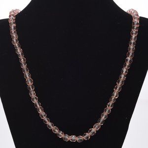 Vintage Rose Crystal Multi-Faceted Bead Necklace Antique
